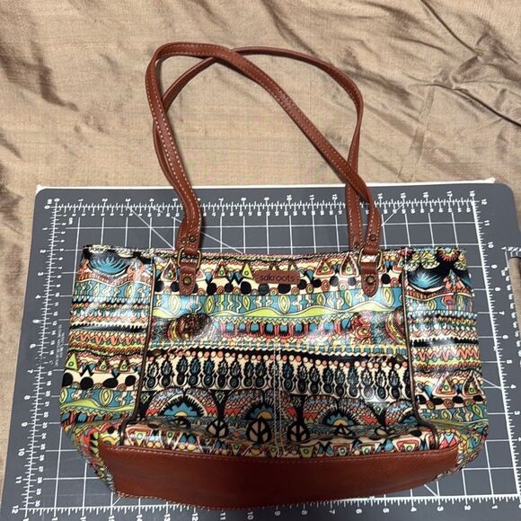 Sakroots Amazing Patterned Canvas And Vegan ? Leather Tote - Picture 4 of 8